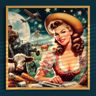 Poster Vintage Linda Fazenda Girl