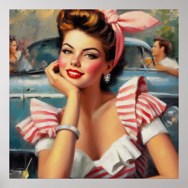 Poster Vintage Linda Pintura Para Meninas (Frente)