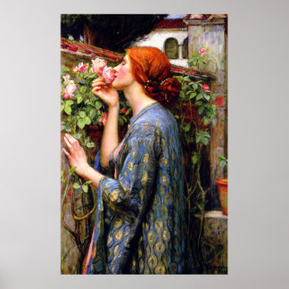 Poster Vintage Linda Senhora e Flor Rosa Rosa Rosa Rosa R