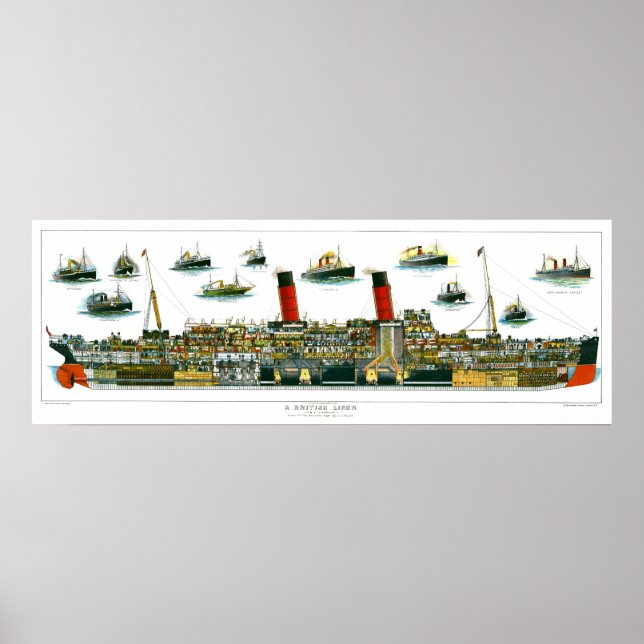 Pôster Vintage Lithógrafo British Ocean Liner RMS Caronia (Frente)