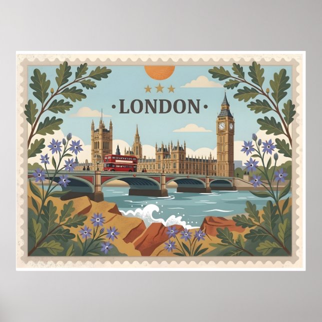 Poster Vintage London Dayscape Postcard (Frente)