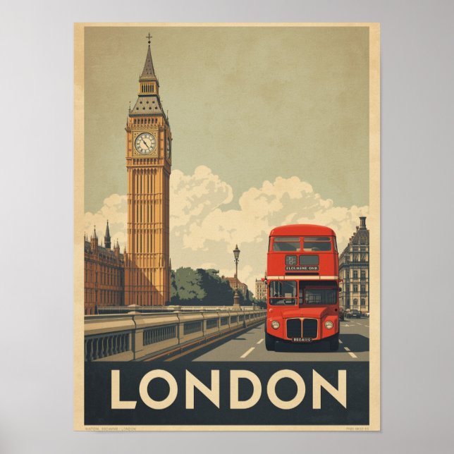 Poster Vintage London Viagem (Frente)