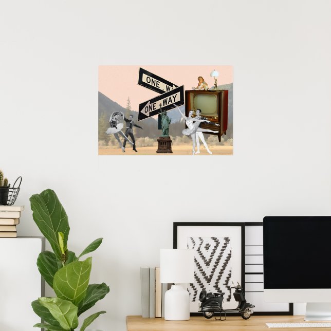 Poster Vintage Look American Collage (Escritório em casa)