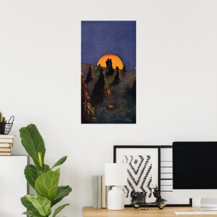 Pôster Vintage Love and Romance, Harvest Moon Kiss