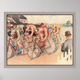 Pôster Vintage Ltho Desenho Raça da Bicicleta