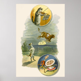 Poster Vintage Madre Goose Enfermeira Rhyme Ei Diddle