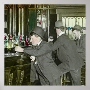 Poster Vintage Magic Lantern Slide Life in the Saloon