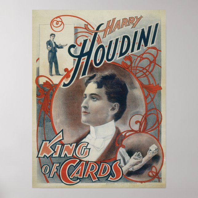 Poster Vintage Magic Poster, mágico Harry Houdini (Frente)