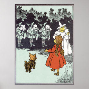 Pôster Vintage mágico de Oz Dorothy Toto Glinda Munchkin