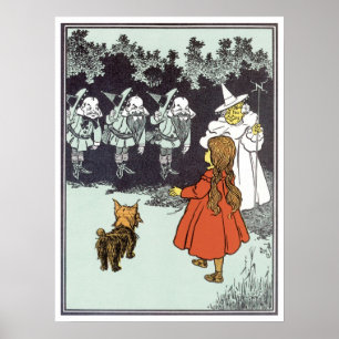 Pôster Vintage mágico de Oz Dorothy Toto Glinda Munchkin