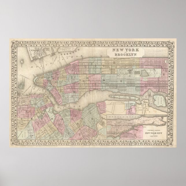 Poster Vintage Map of Brooklyn (Frente)