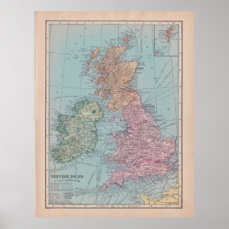 Pôster Vintage Map of England