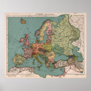 Poster Vintage Map of Europe (1921)