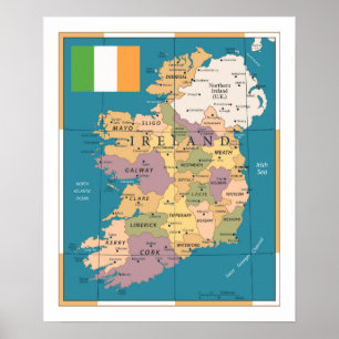 Poster Vintage Map of Ireland