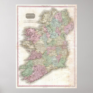 Poster Vintage Map of Ireland