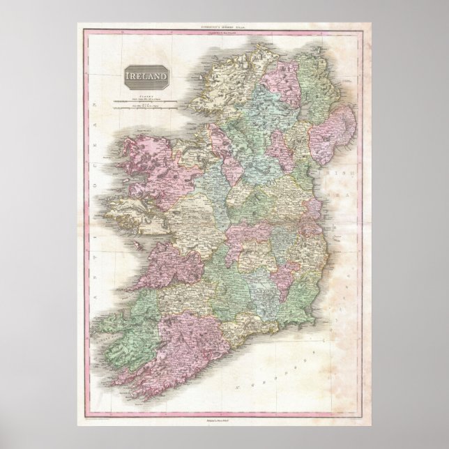 Poster Vintage Map of Ireland (Frente)