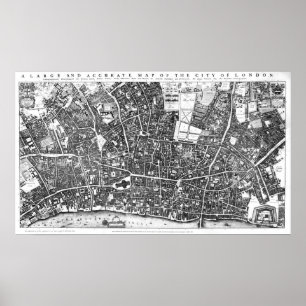Pôster Vintage Map of London England (1677)