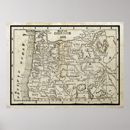 Pôster Vintage Map of Oregon