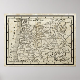 Pôster Vintage Map of Oregon