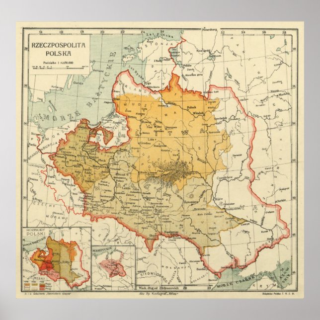 Poster Vintage Map of Poland (1921) (Frente)
