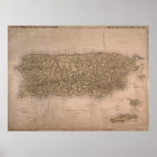 Poster Vintage Map of Puerto Rico (1898)