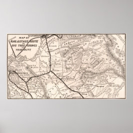 Poster Vintage Map of Yosemite 1876