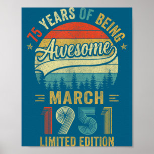 Poster Vintage Março 1951 Velho Aniversário de 75 anos Ho