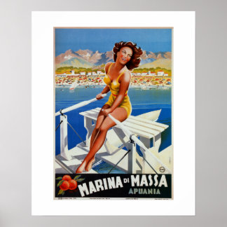 Pôster Vintage Marina di Massa Publicidade viagem italian