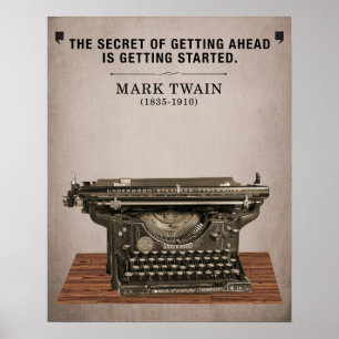 Poster Vintage Mark Twain Cote e Typewriter