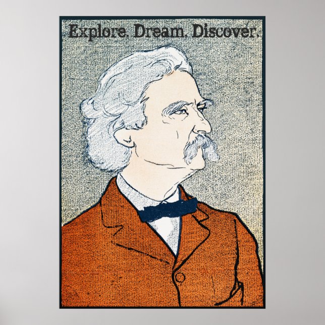 Poster Vintage Mark Twain - Explore. Sonho. Descubra. (Frente)