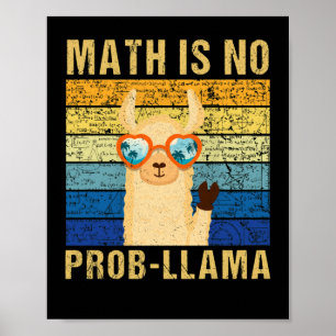Poster Vintage Math não é professor de Prob Llama Math 