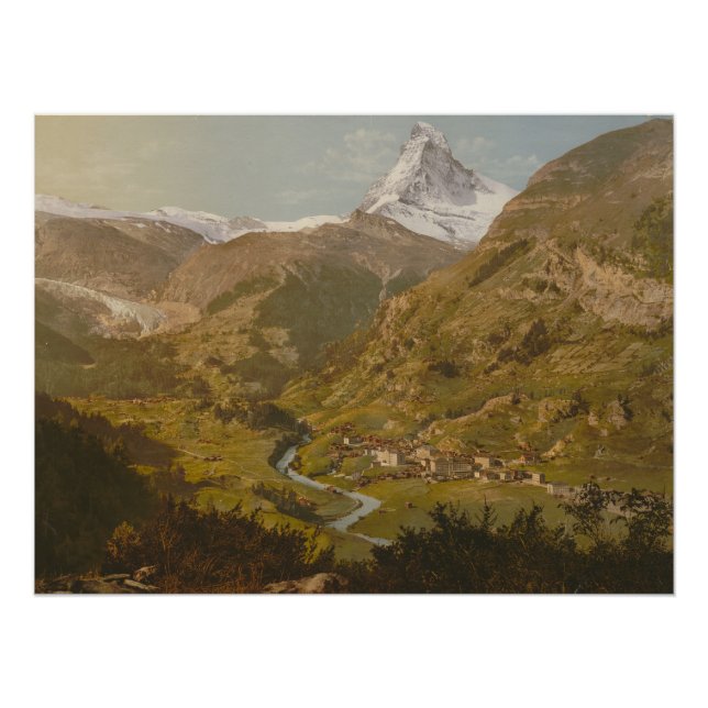 Pôster Vintage Matterhorn Zermatt Swiss Alps (Frente)