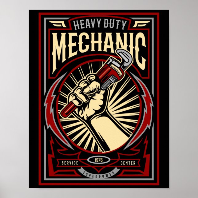 Poster Vintage Mechanic Garage Mancave (Frente)