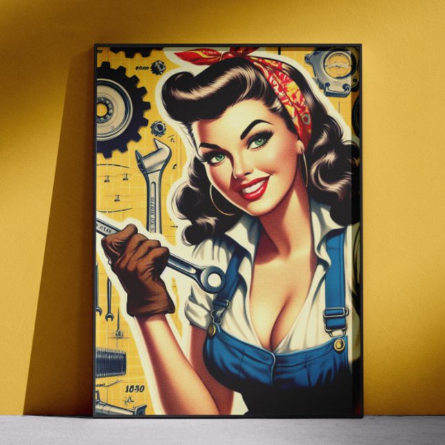 Poster Vintage Mechanic Pin-up (Criador carregado)