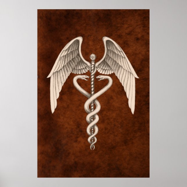 Poster Vintage Medical Caduceus - Símbolo de empresa Impr (Frente)