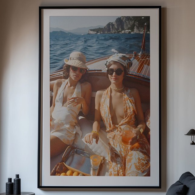 Poster Vintage Mediterranean Glamor Classic Boat Trip (Criador carregado)