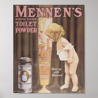 Poster Vintage Mennen's Toilet Child Peeking in Ba