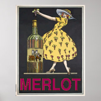 Pôster Vintage Merlot Wine Maid