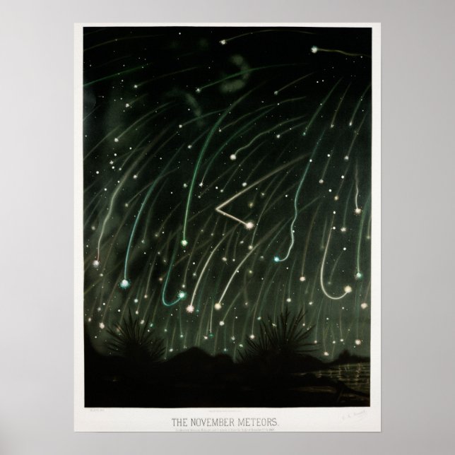 Poster Vintage Meteor Shower Illustration (Frente)