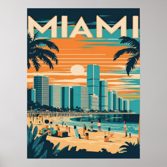 Poster Vintage Miami Florida (Frente)