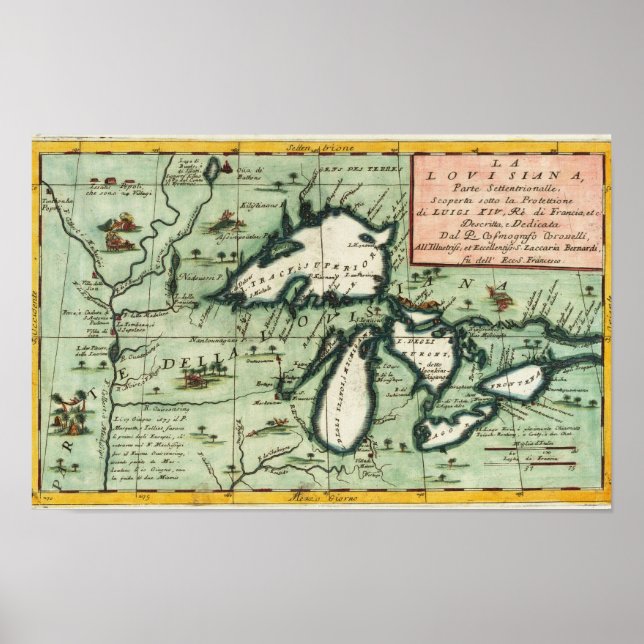 Poster Vintage Michigan Region Map (Frente)