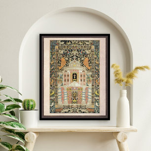 Poster Vintage Mizrach Placa Leve Judaica Fundo