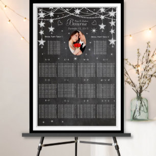 Pôster Vintage Modern Chalkboard Photo Seating Chart