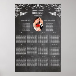 Pôster Vintage Modern Chalkboard Photo Seating Chart