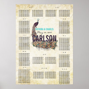 Poster Vintage Modern Peacock Seating Chart