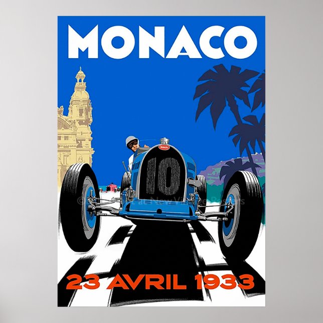 Poster vintage Mônaco França (Frente)