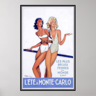 Poster Vintage Monte - Carlo, Monaco -