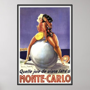 Pôster Vintage Monte - Carlo, Monaco -