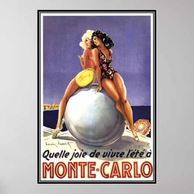 Pôster Vintage Monte-Carlo, Mônaco - (Frente)