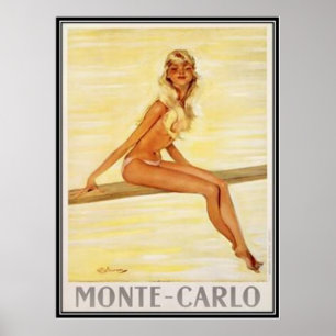 Pôster Vintage Monte - Carlo, Monaco -